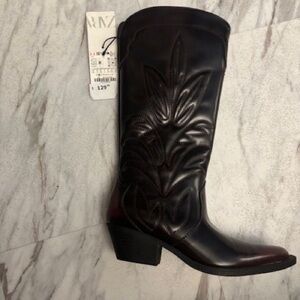 Zara Dark Brown Heeled Boots
